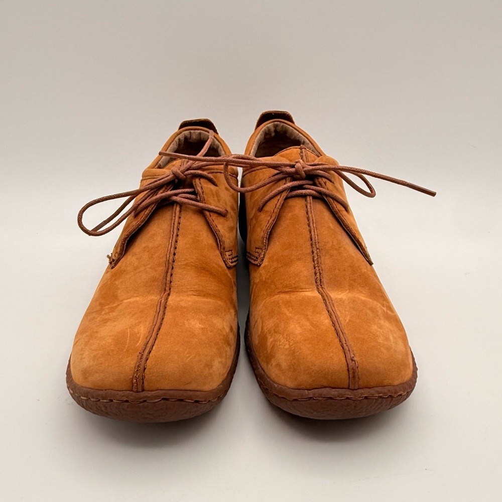 Born Sahara Tan Nubuck Leather Lace Up Driving Shoes Comfort  Women’s Size 8 - Picture 3 of 14